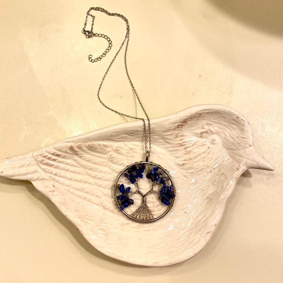 TREE OF LIFE LAPIS LAZULI BLUE SILVER PENDANT NECKLACE BRAND NEW CHAKRA NECKLACE - Picture 7 of 12